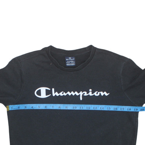 Champion Teens Black Logo Pullover Sweatshirt Size L