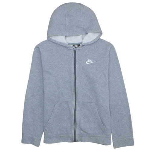 Nike Teens Grey Full Zip Hoodie XL Classic Fleece Sweatshirt