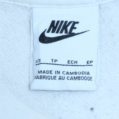 Nike Men's White XS Pullover Fleece Sweatshirt Crew Neck