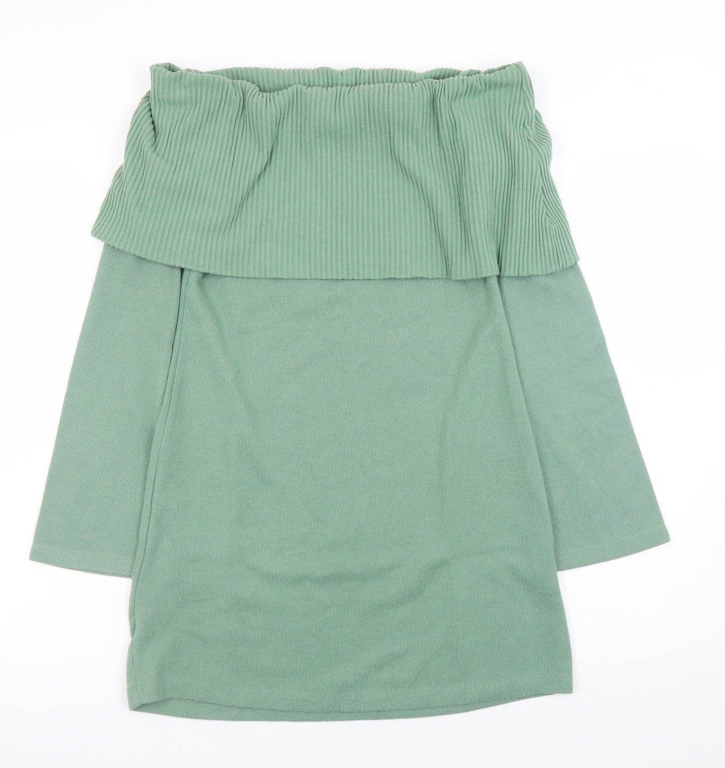 ASOS Women Green Off Shoulder Bodycon Knit Dress Size 10