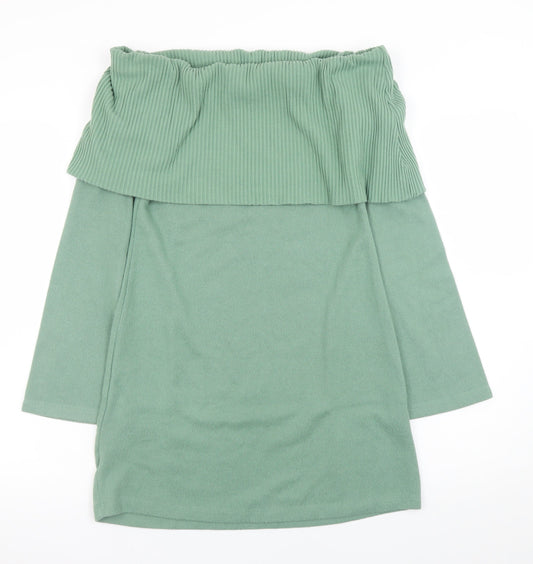 ASOS Women Green Off Shoulder Bodycon Knit Dress Size 10
