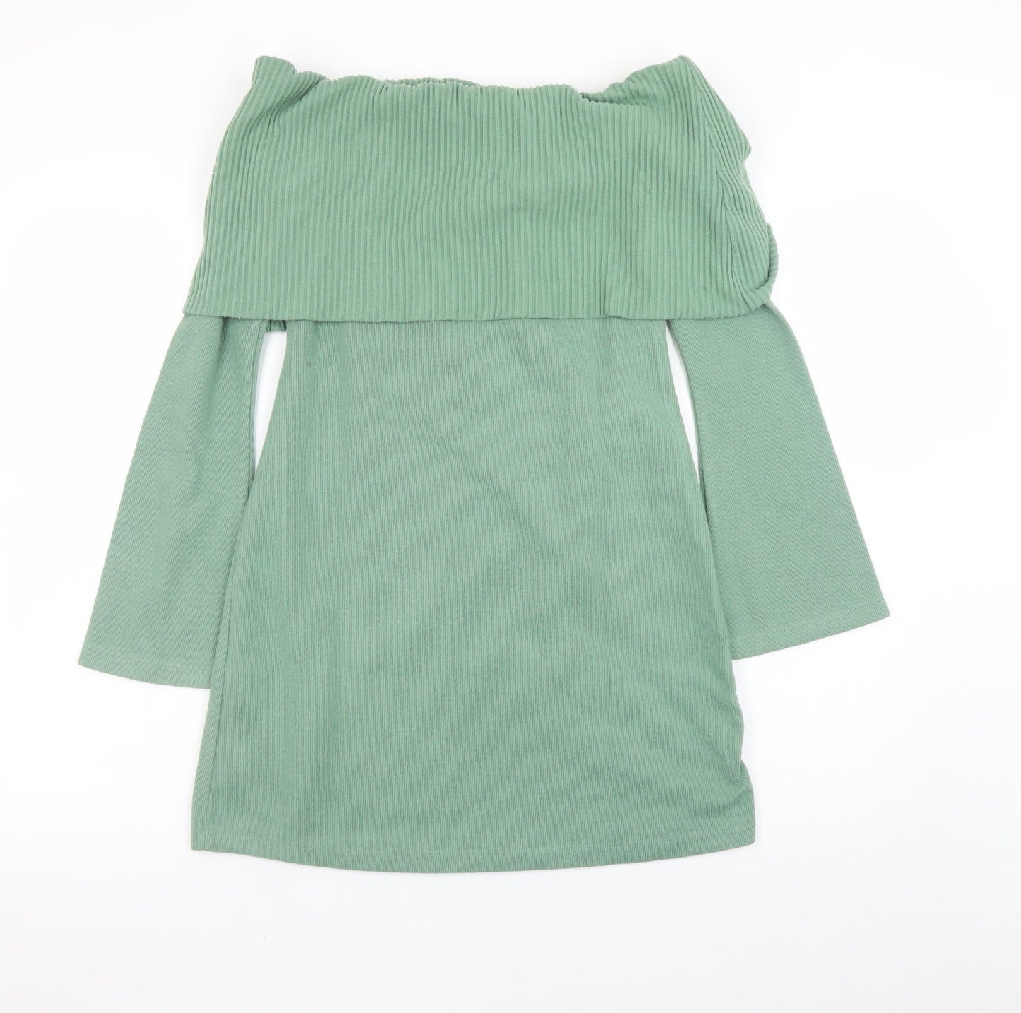 ASOS Women Green Off Shoulder Bodycon Knit Dress Size 10