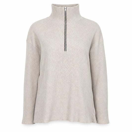 PRETTYLITTLETHING Women Beige High Neck Half Zip Jumper Size 14