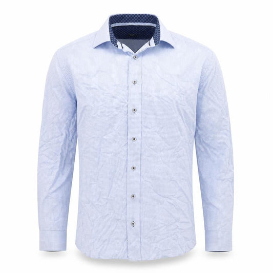 Paul Costelloe Men's Blue Check Long Sleeve Classic Shirt 15.5