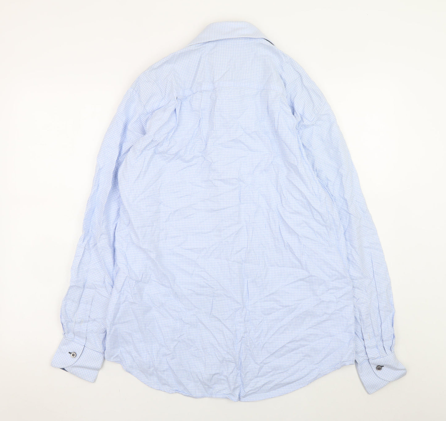 Paul Costelloe Men's Blue Check Long Sleeve Classic Shirt 15.5
