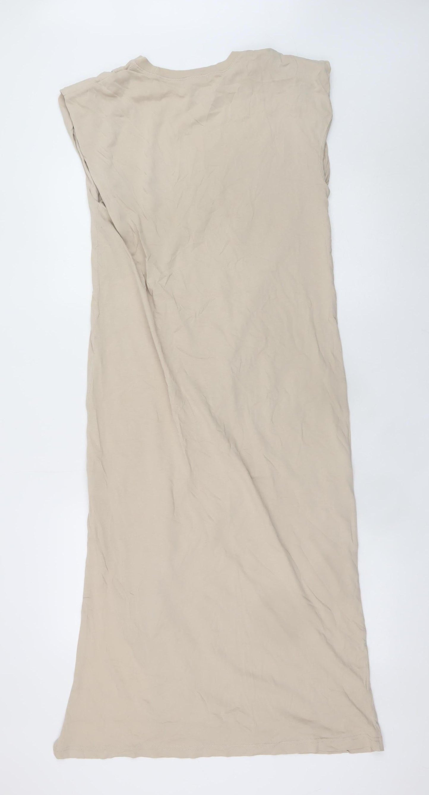 H&M Women Beige Size 8 Sleeveless Midi T-Shirt Dress