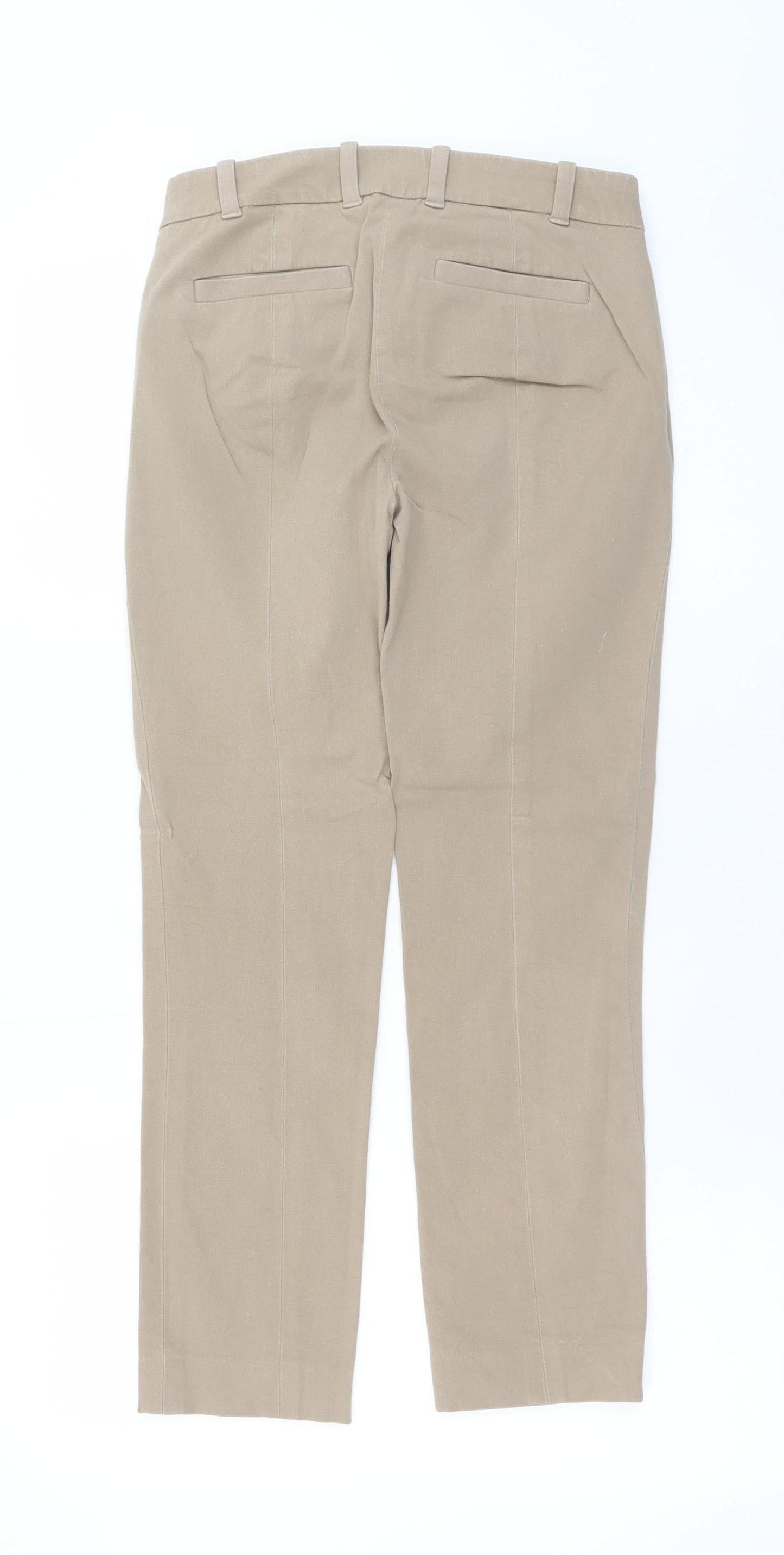 J.Crew Women Beige Stretch Cotton Blend Straight Trousers Size 00R