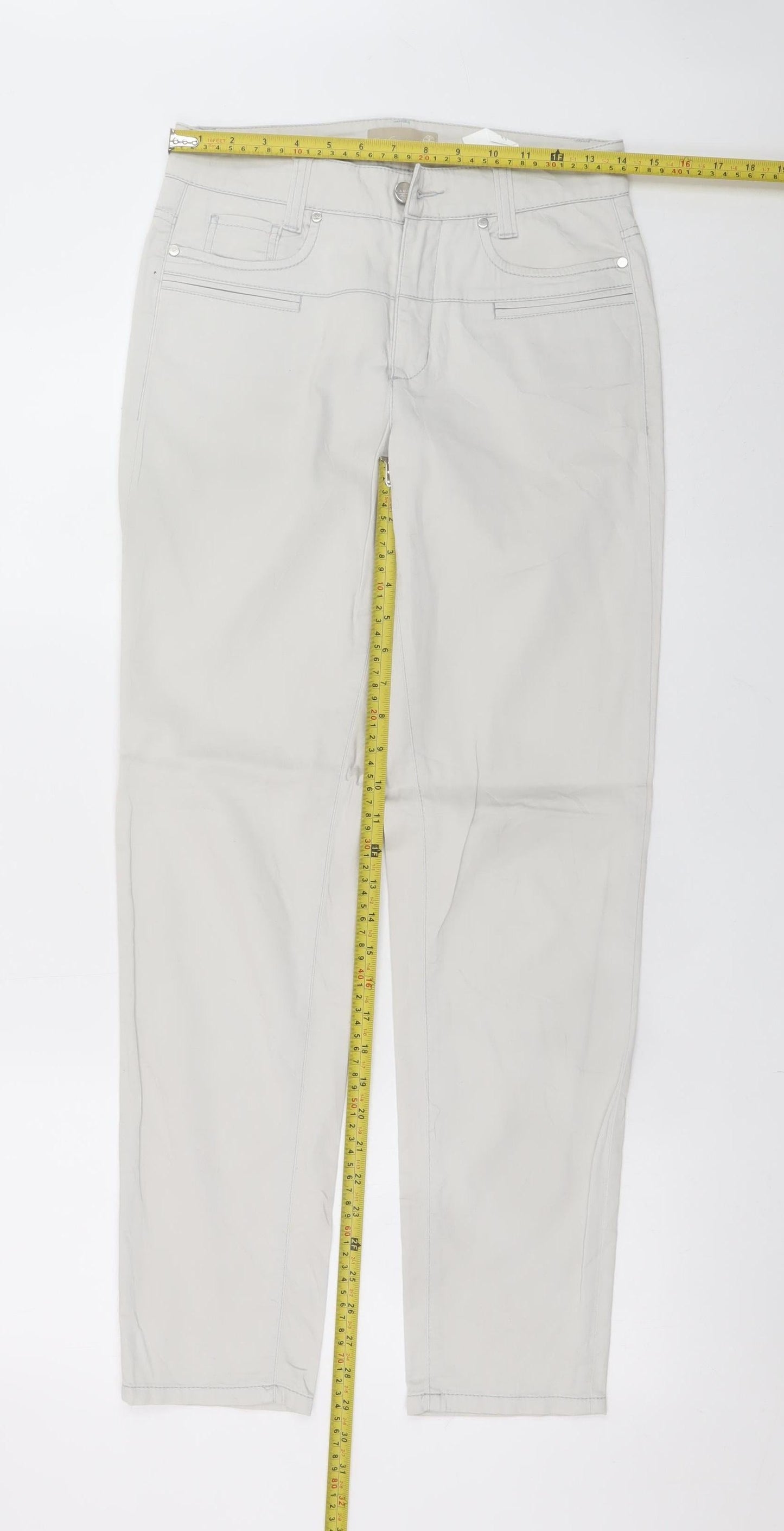 Cambio Women Beige Straight Jeans Size 8 Cotton Stretch Pearlie Style