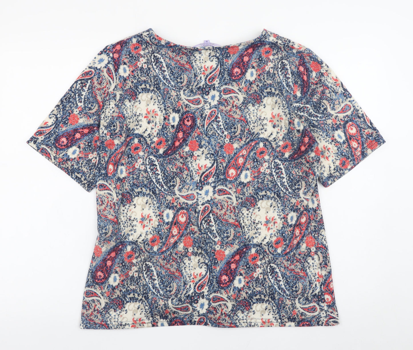 Honor Millburn Women's Multicoloured Paisley Short Sleeve Jersey Top Size 16