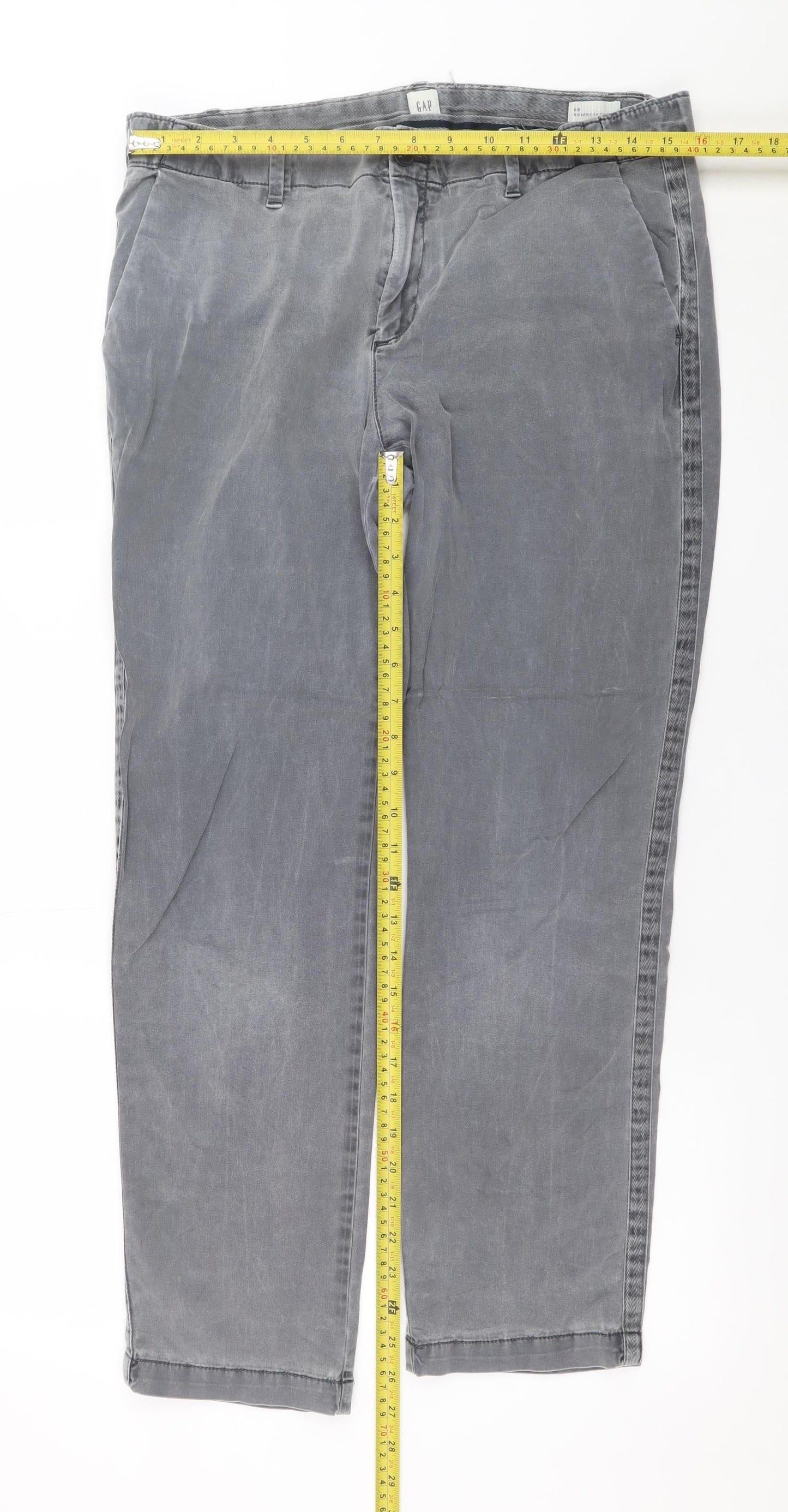 GAP Men's Grey Chino Trousers L Regular Fit Cotton Stretch