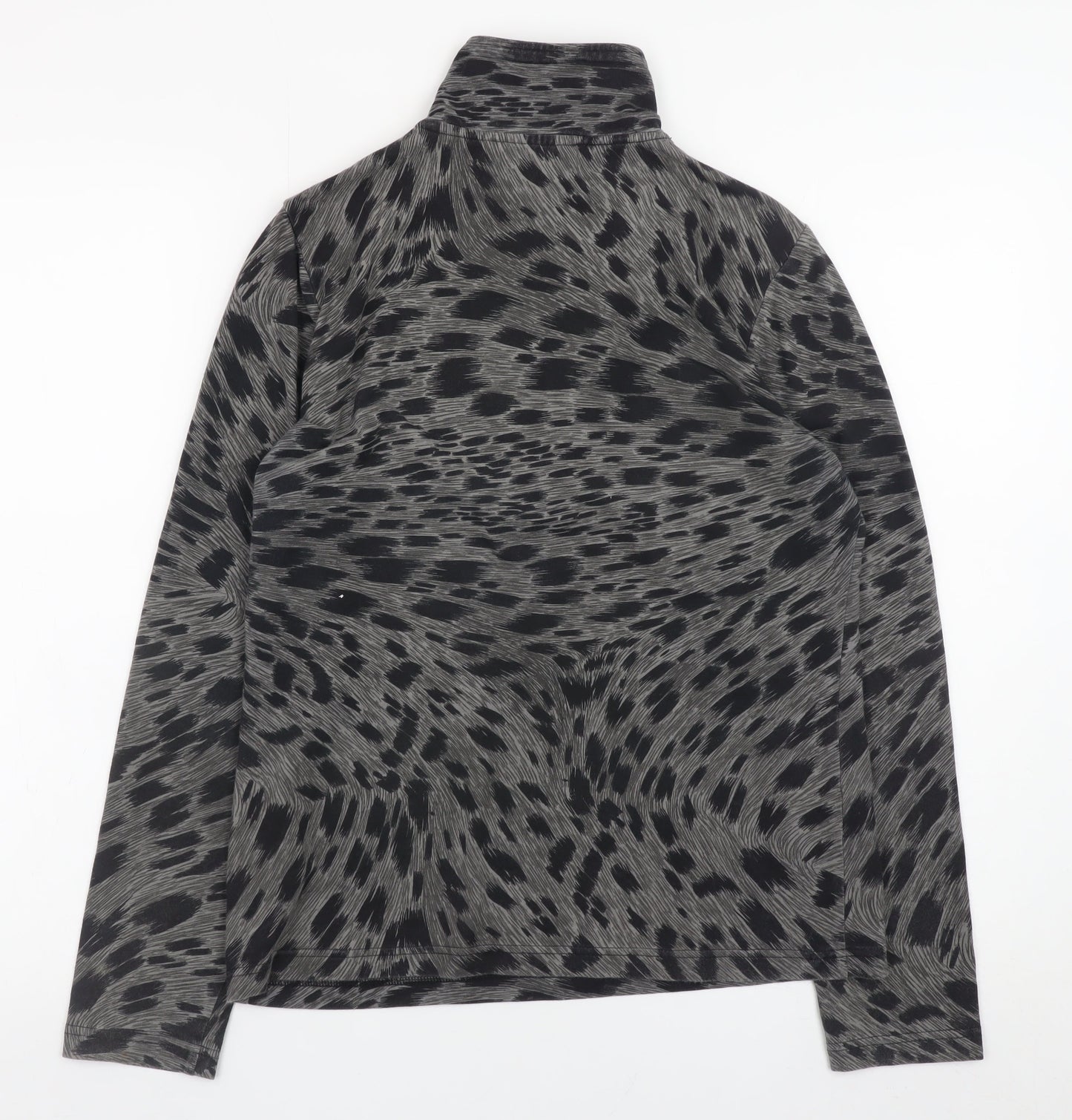 Daily Women Grey Animal Print 1/2 Zip Pullover Sweatshirt Size S