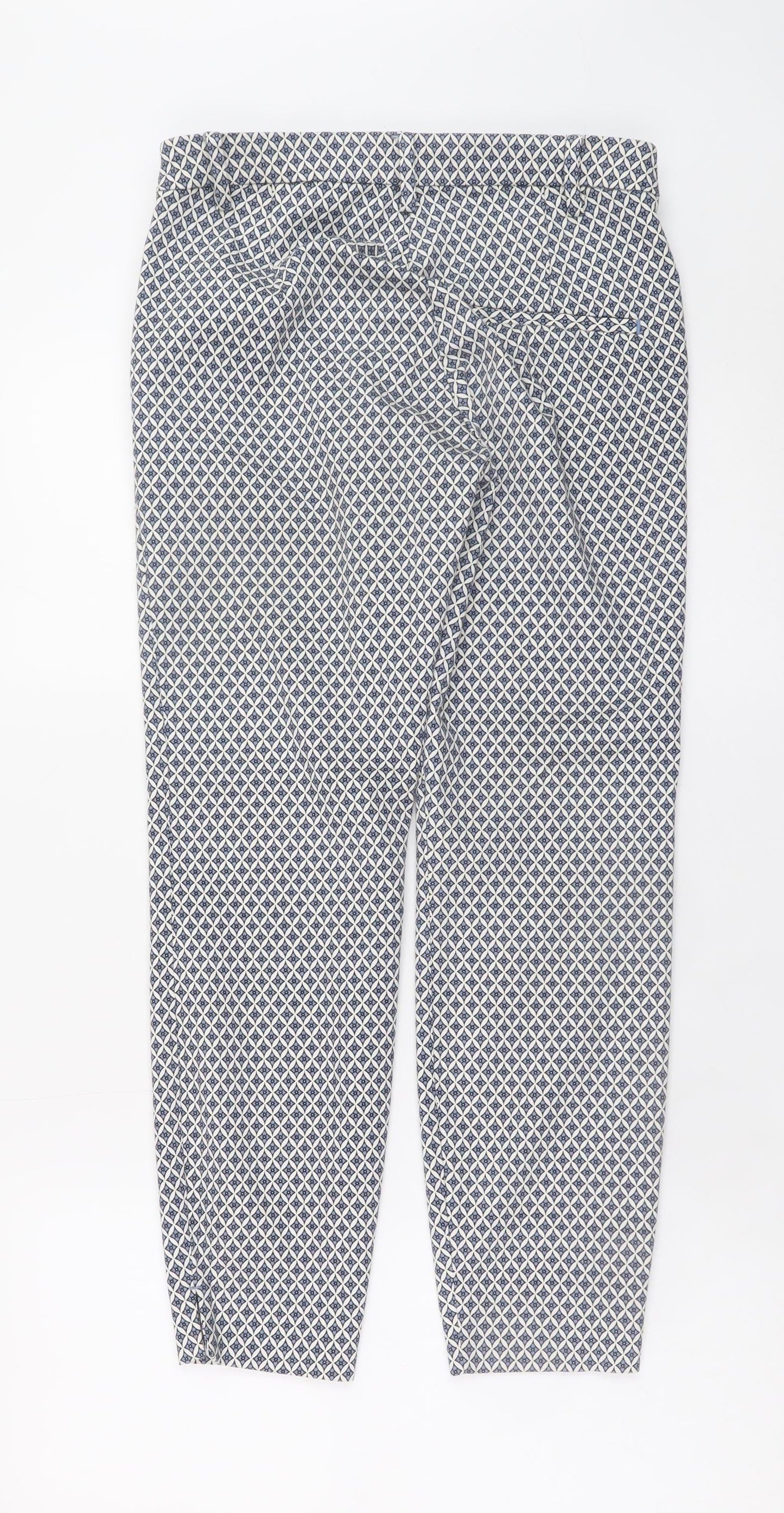H&M Women Blue Geometric Slim Ankle Trousers Size 8