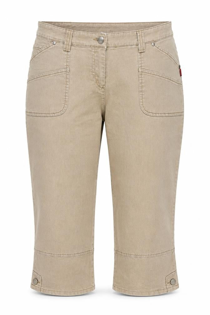 MIAN Women's Beige Cotton Stretch Capri Trousers Size 25