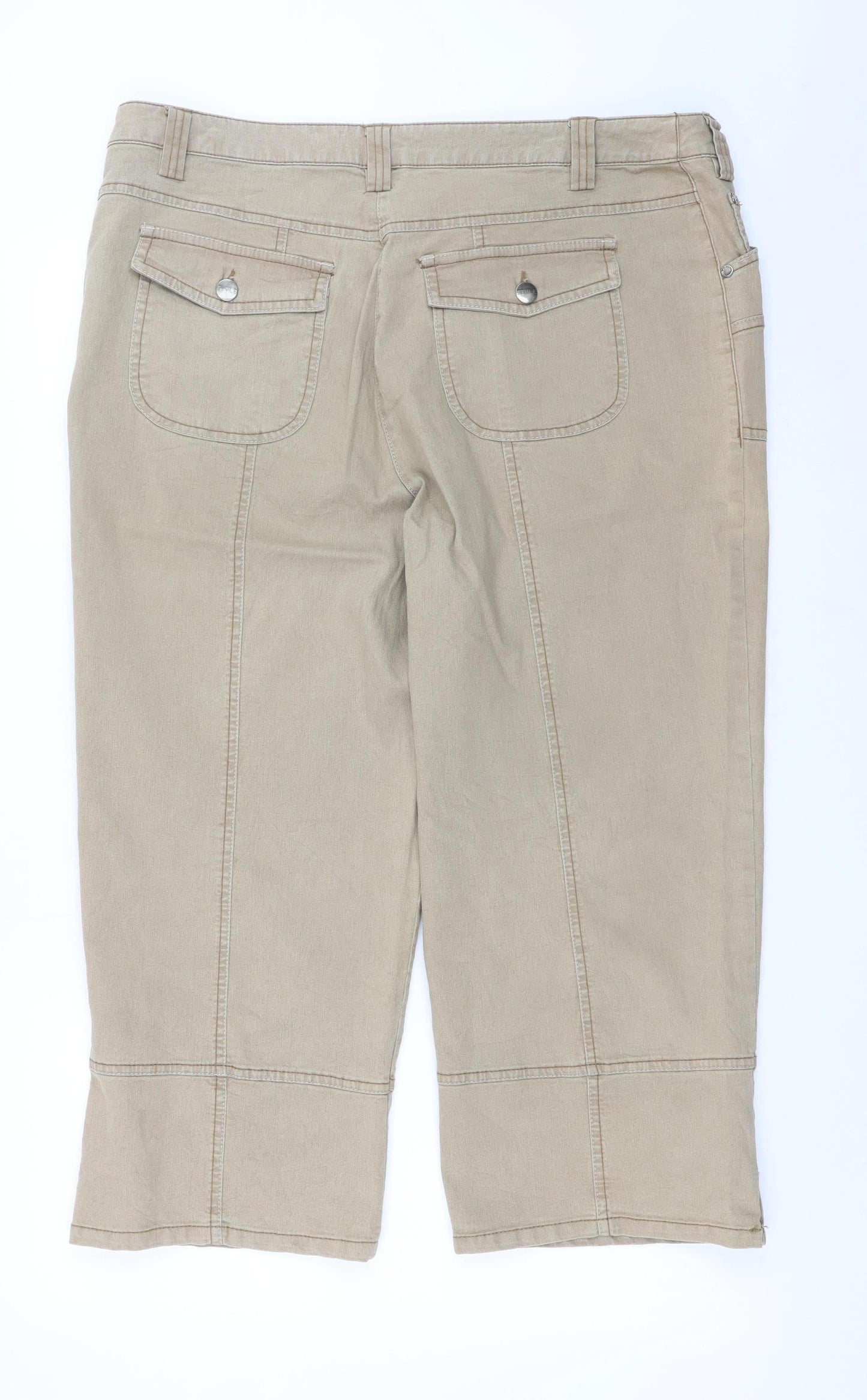 MIAN Women's Beige Cotton Stretch Capri Trousers Size 25