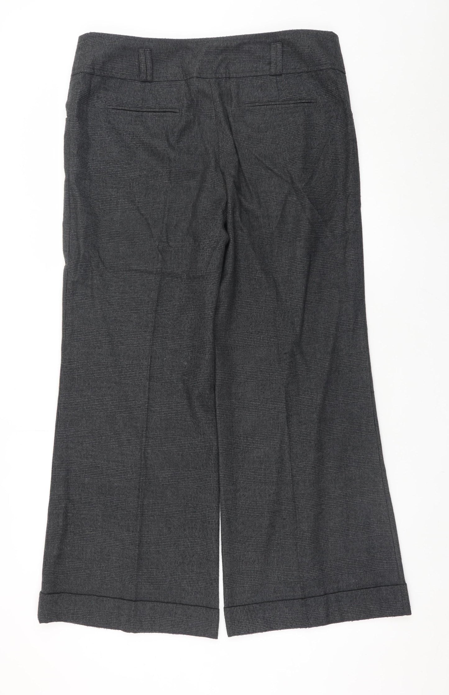 New Look Women’s Grey Checked Dress Pants Size 14 Workwear Trousers