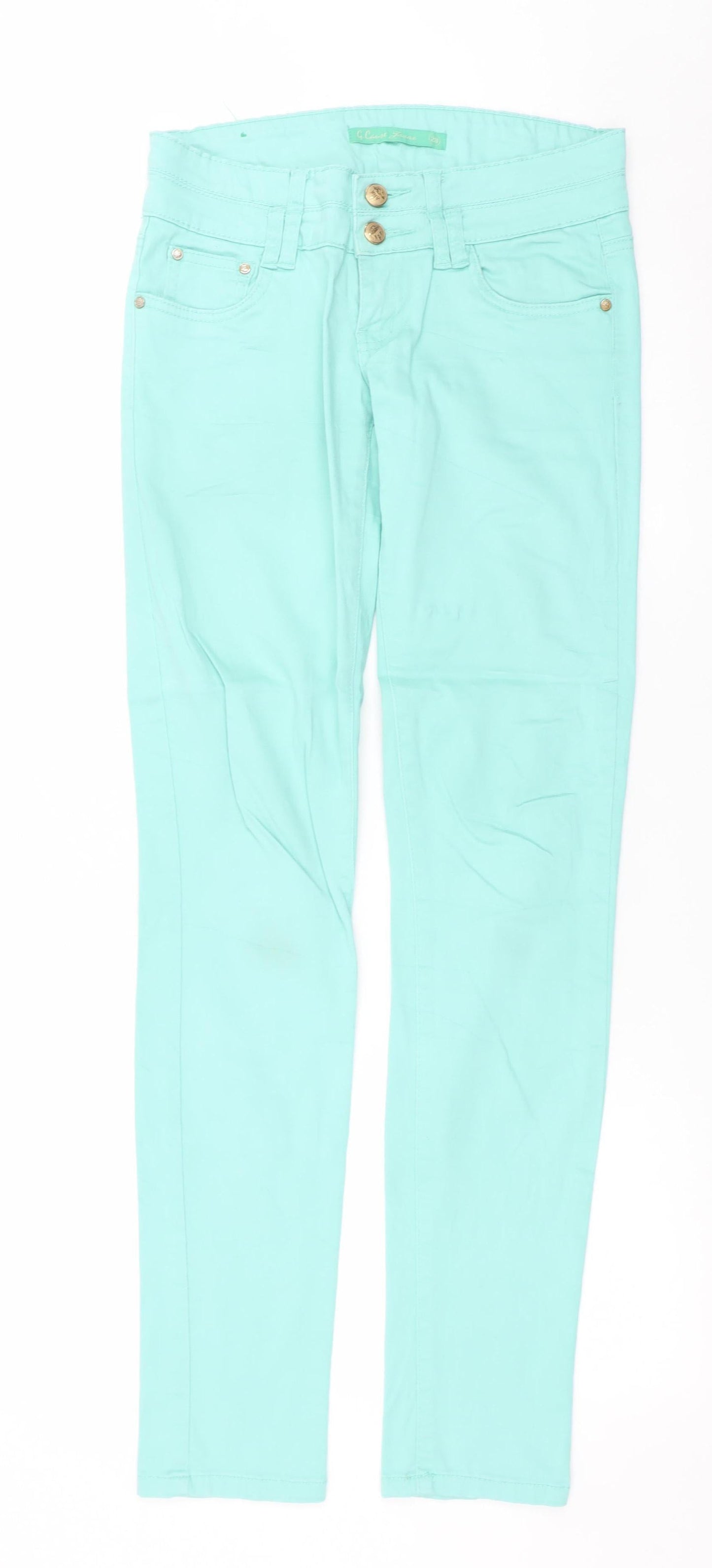 G. Cause Women’s Green Skinny Jeans 28 Slim Fit Stretch Mid Rise