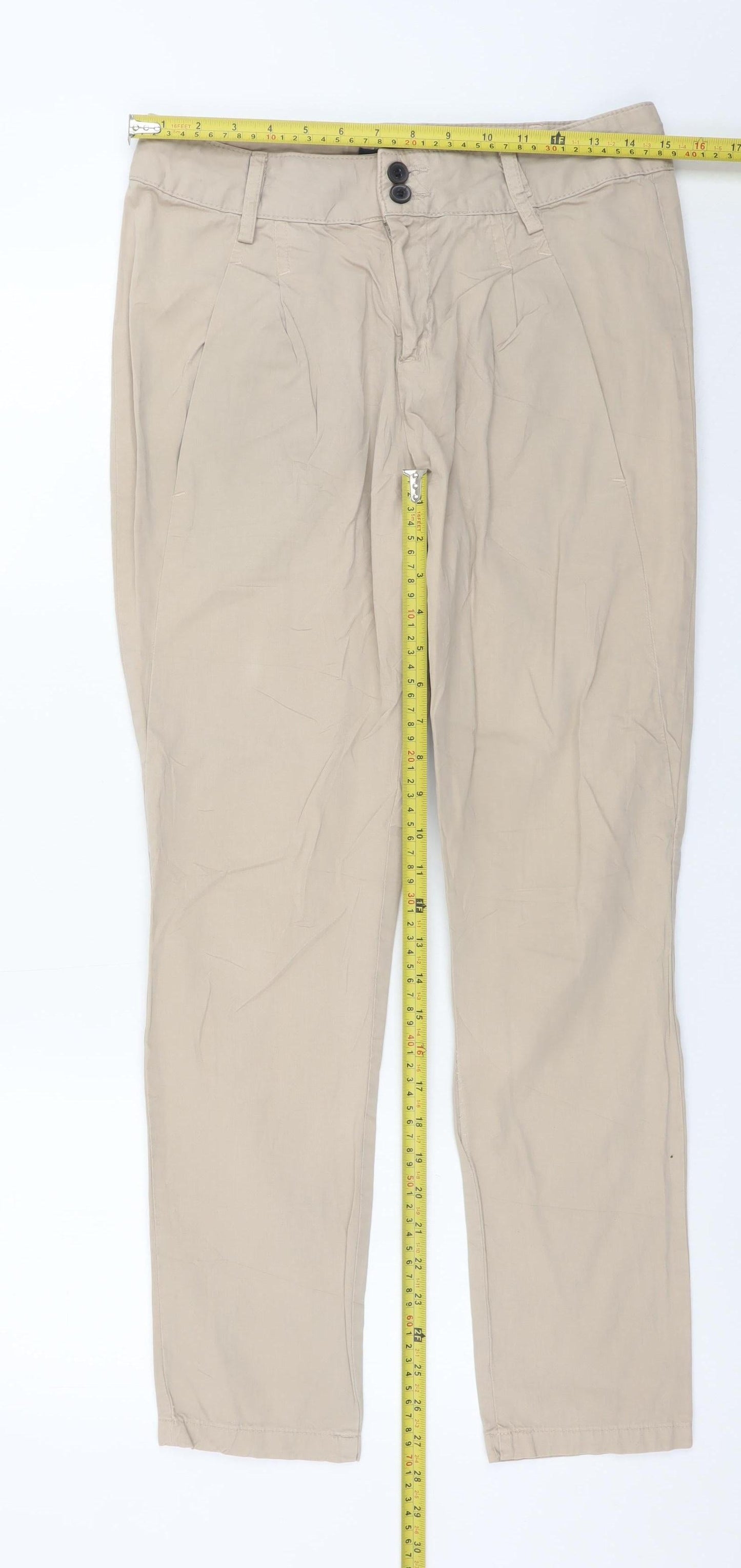Zara Basic Men's Beige XS Slim Fit Chino Trousers