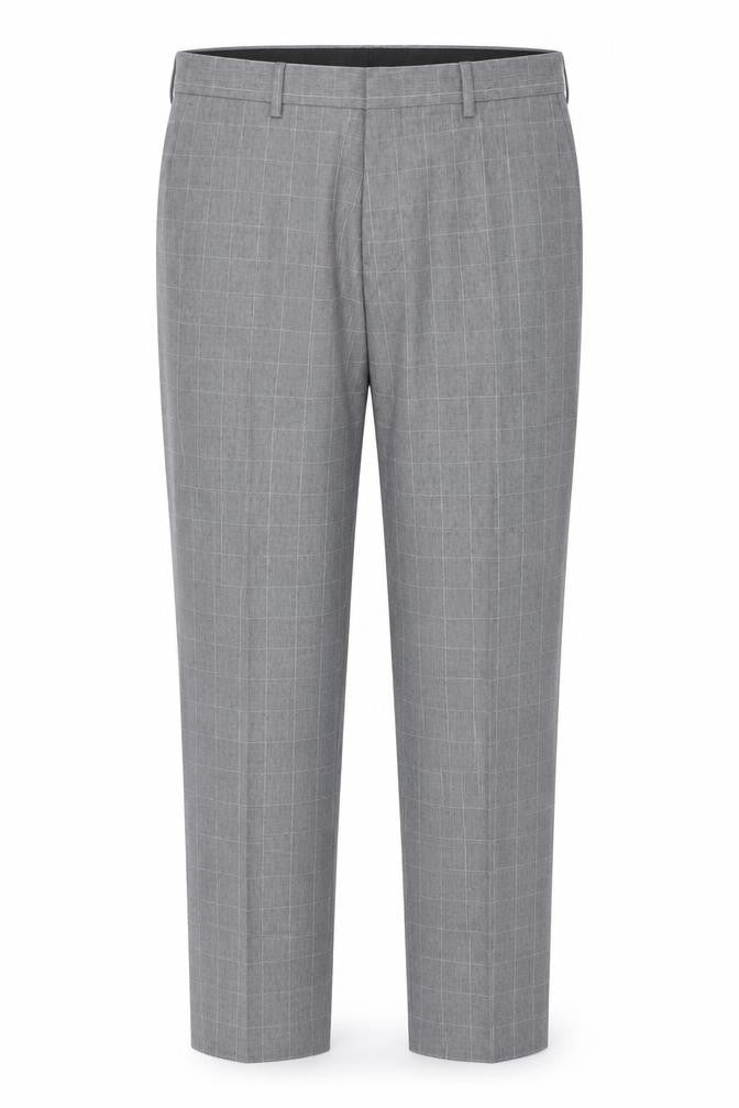 River Island Men's Grey Check Slim Fit Dress Trousers 32L
