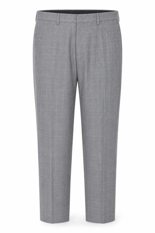 River Island Men's Grey Check Slim Fit Dress Trousers 32L