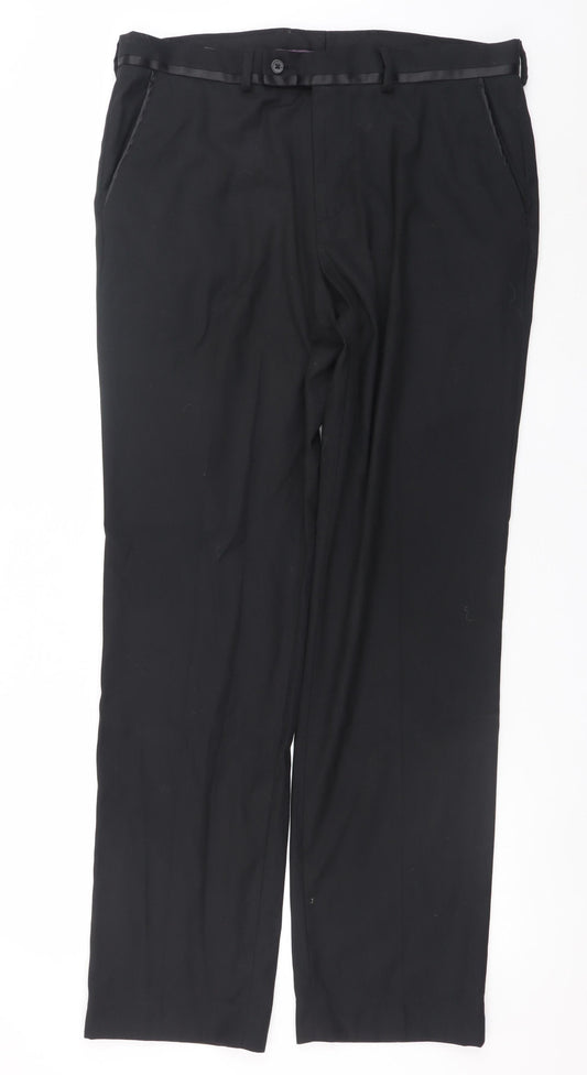George Men's Black Regular Fit Dress Pants 33W 33L Formal Trousers