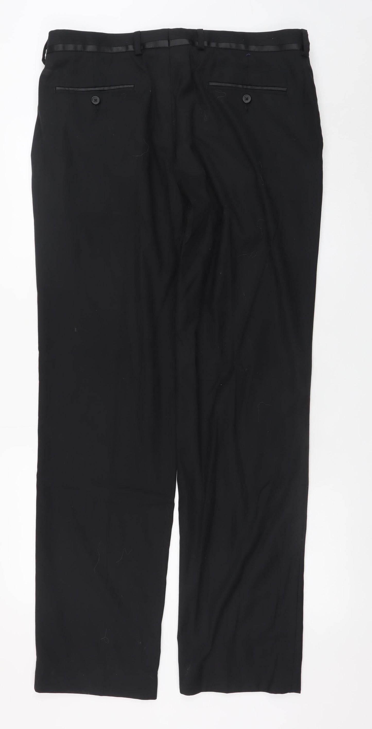 George Men's Black Regular Fit Dress Pants 33W 33L Formal Trousers