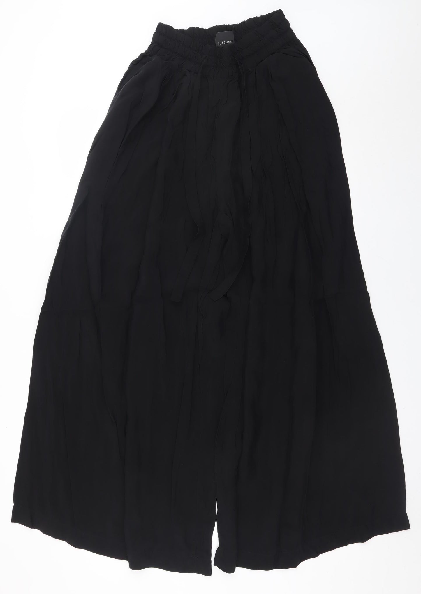 Keta Gutmane Womens Black Wide-Leg Crepe Trousers Size 10