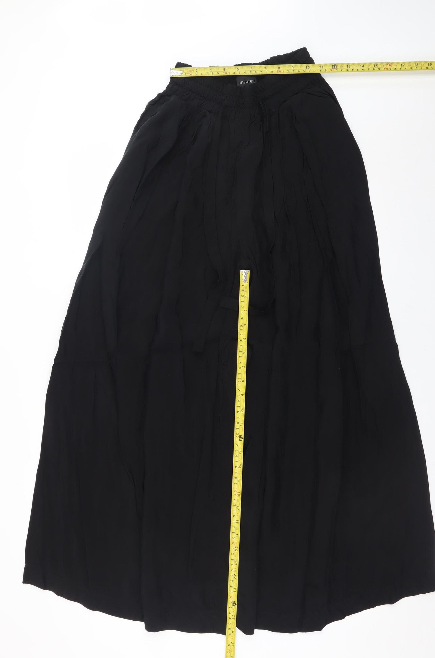 Keta Gutmane Womens Black Wide-Leg Crepe Trousers Size 10