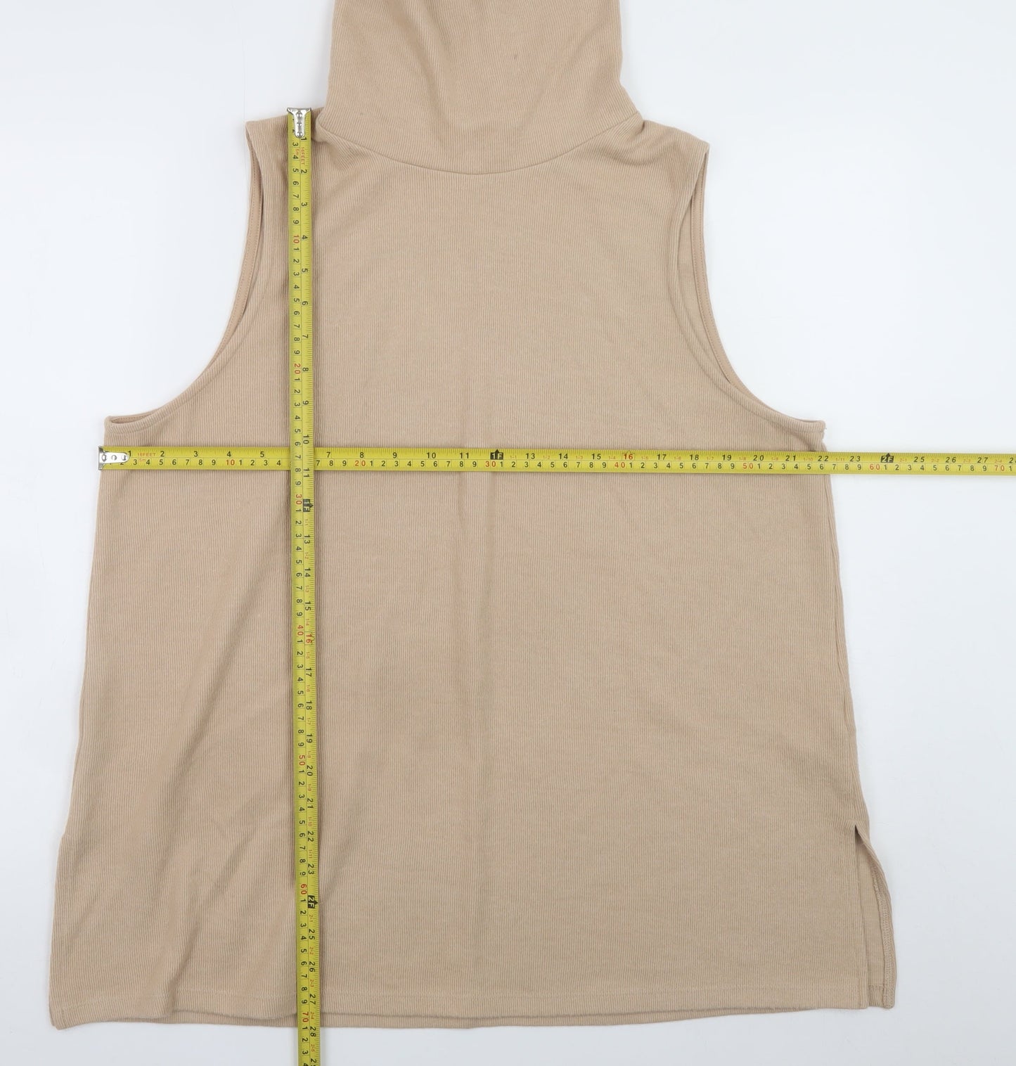 Marks and Spencer Women’s Beige Sleeveless Roll Neck Knit Jumper Size 20