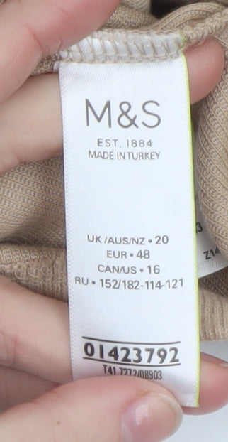 Marks and Spencer Women’s Beige Sleeveless Roll Neck Knit Jumper Size 20