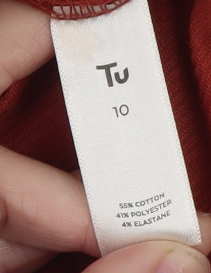 Tu Women Red Corduroy Stretch Skirt Size 10 with Zip Pockets