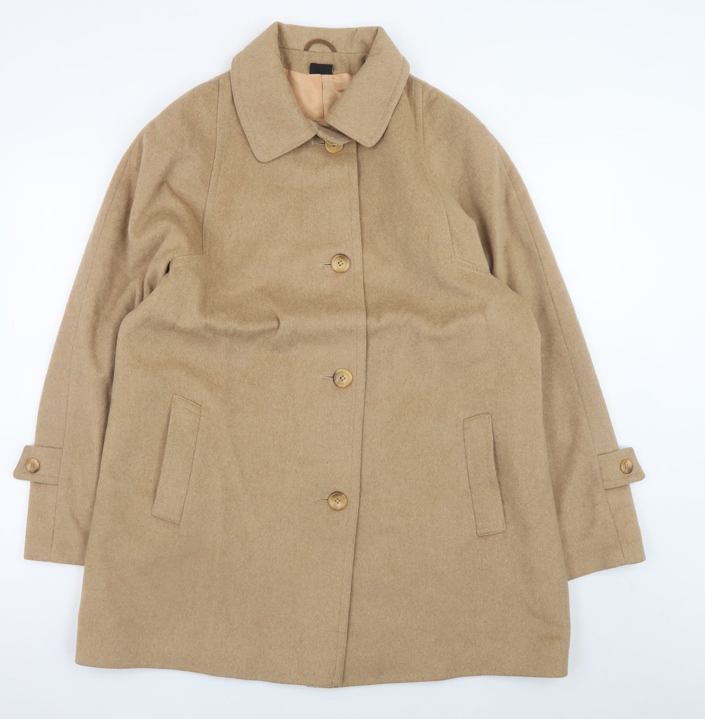 Lampert London Women's Beige Cashmere Wool Overcoat UK 16 Classic Style