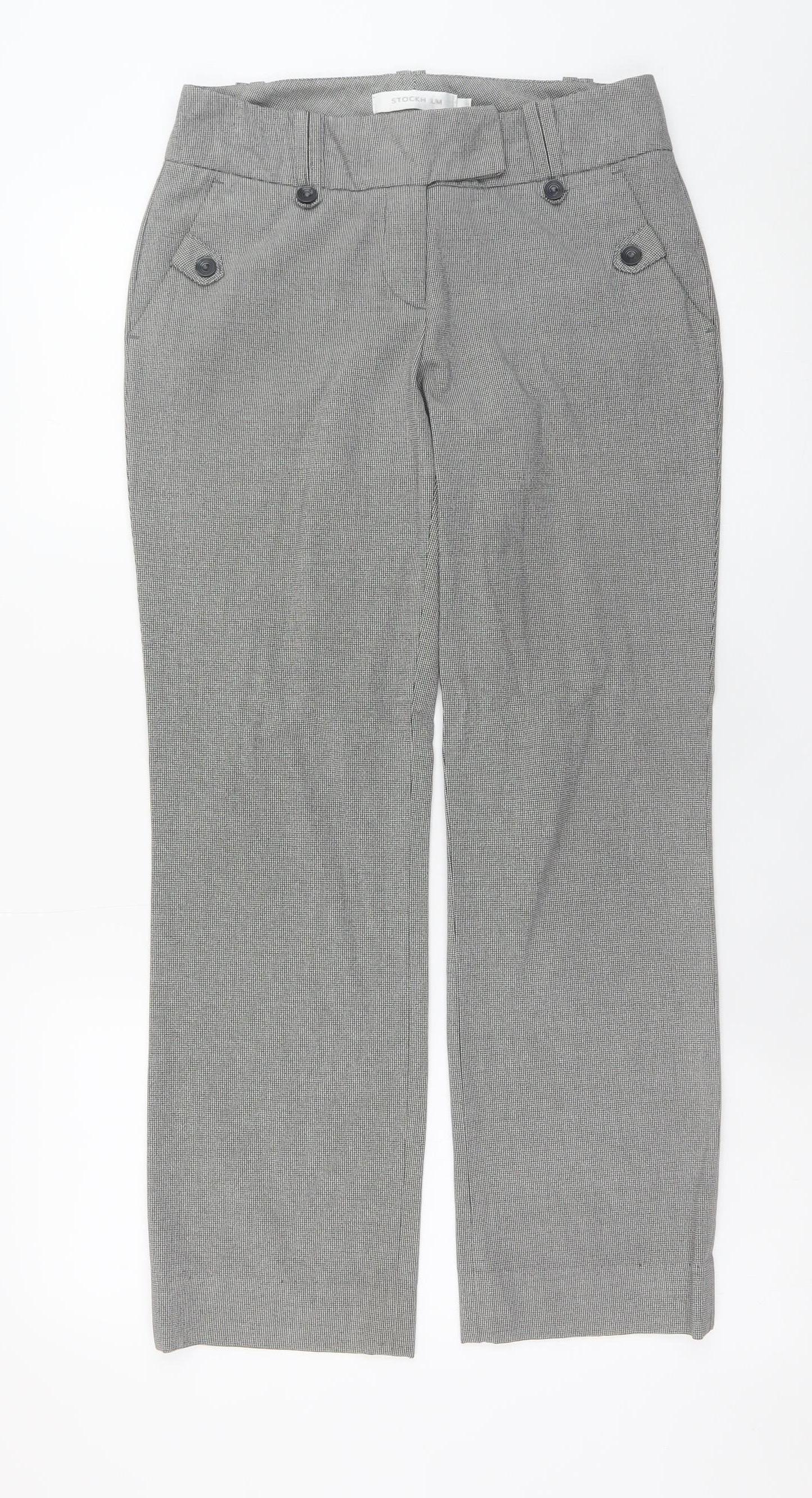 Stockh LM Women’s Grey Checked Straight Trousers Size 12