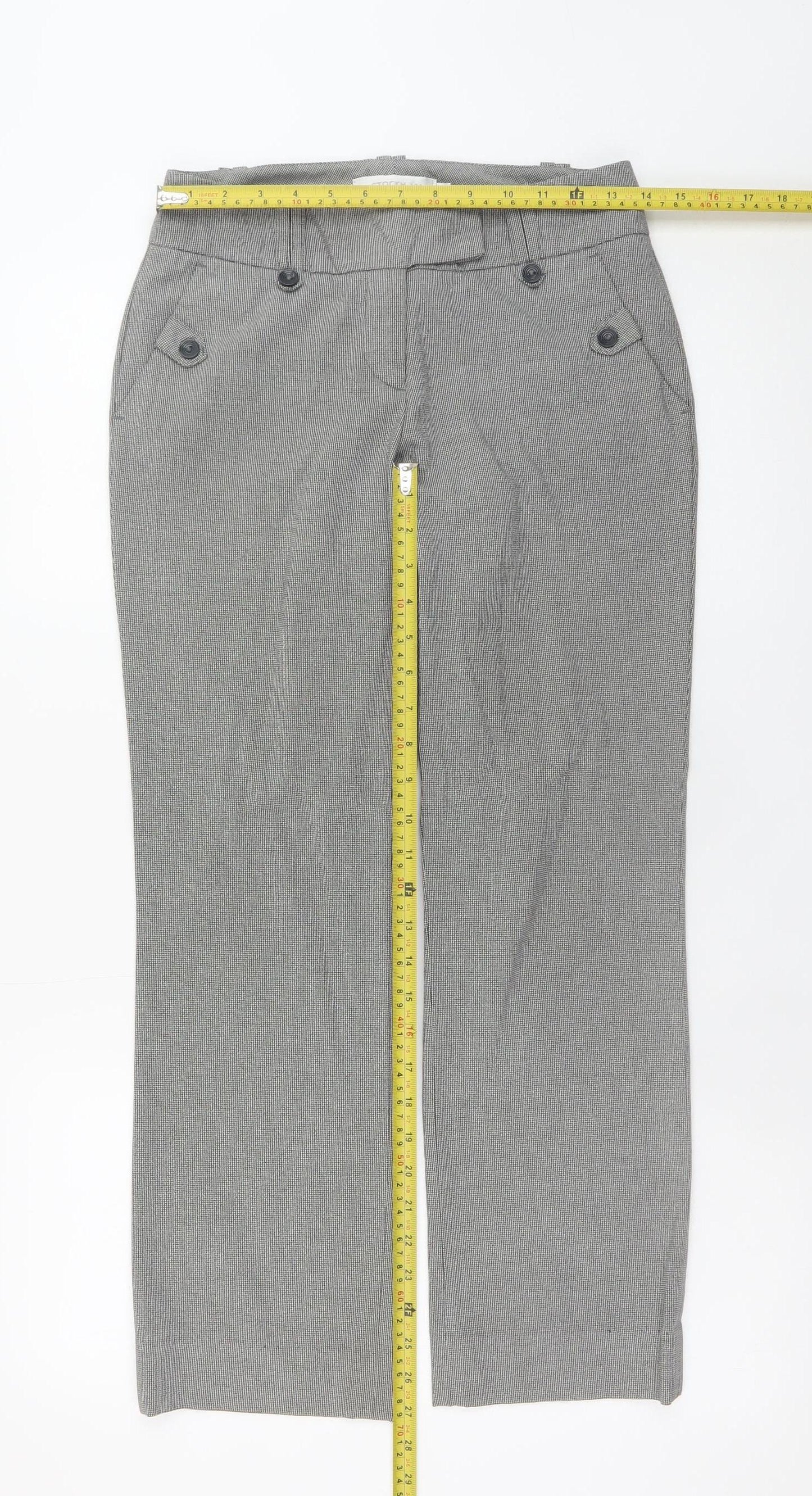 Stockh LM Women’s Grey Checked Straight Trousers Size 12
