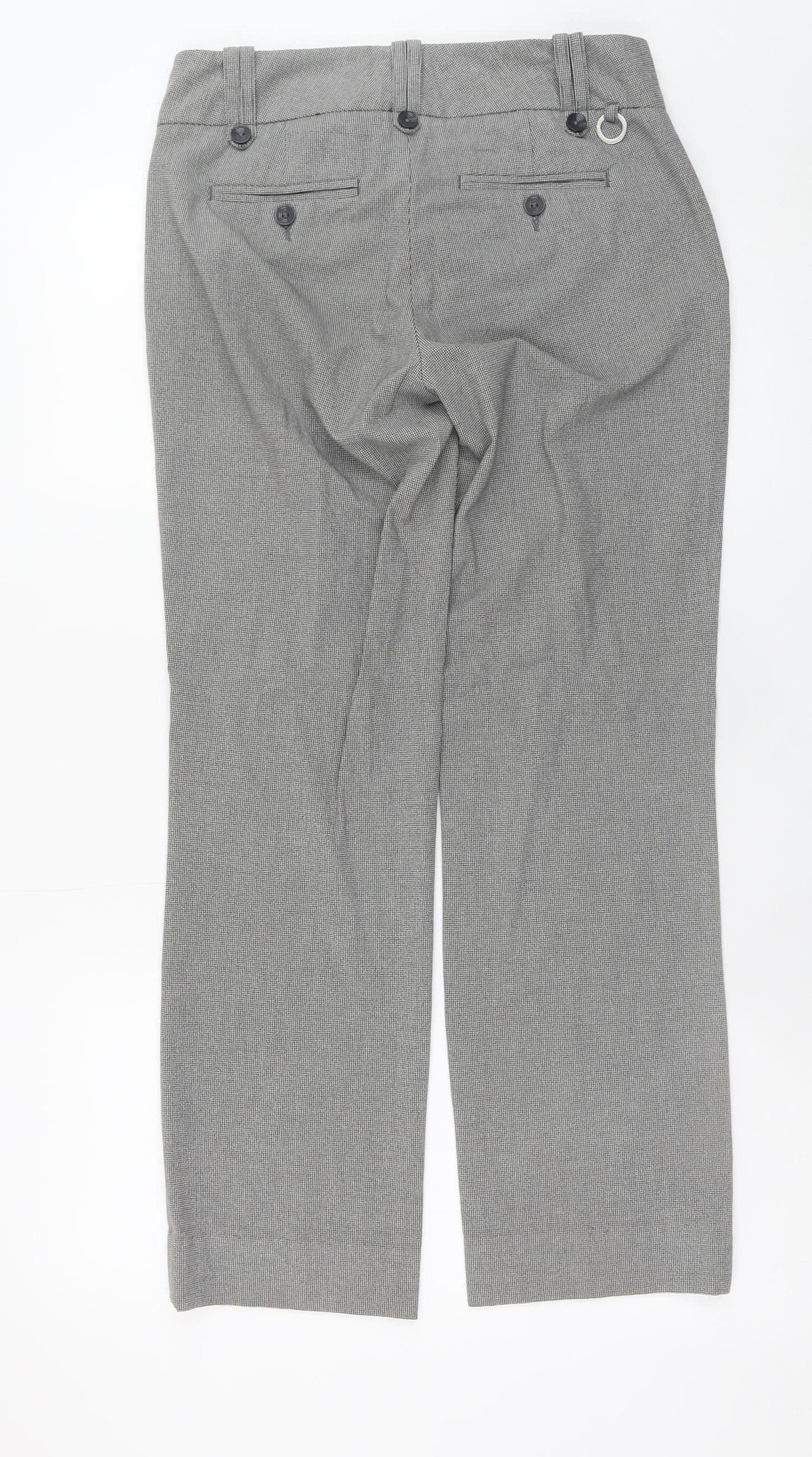 Stockh LM Women’s Grey Checked Straight Trousers Size 12