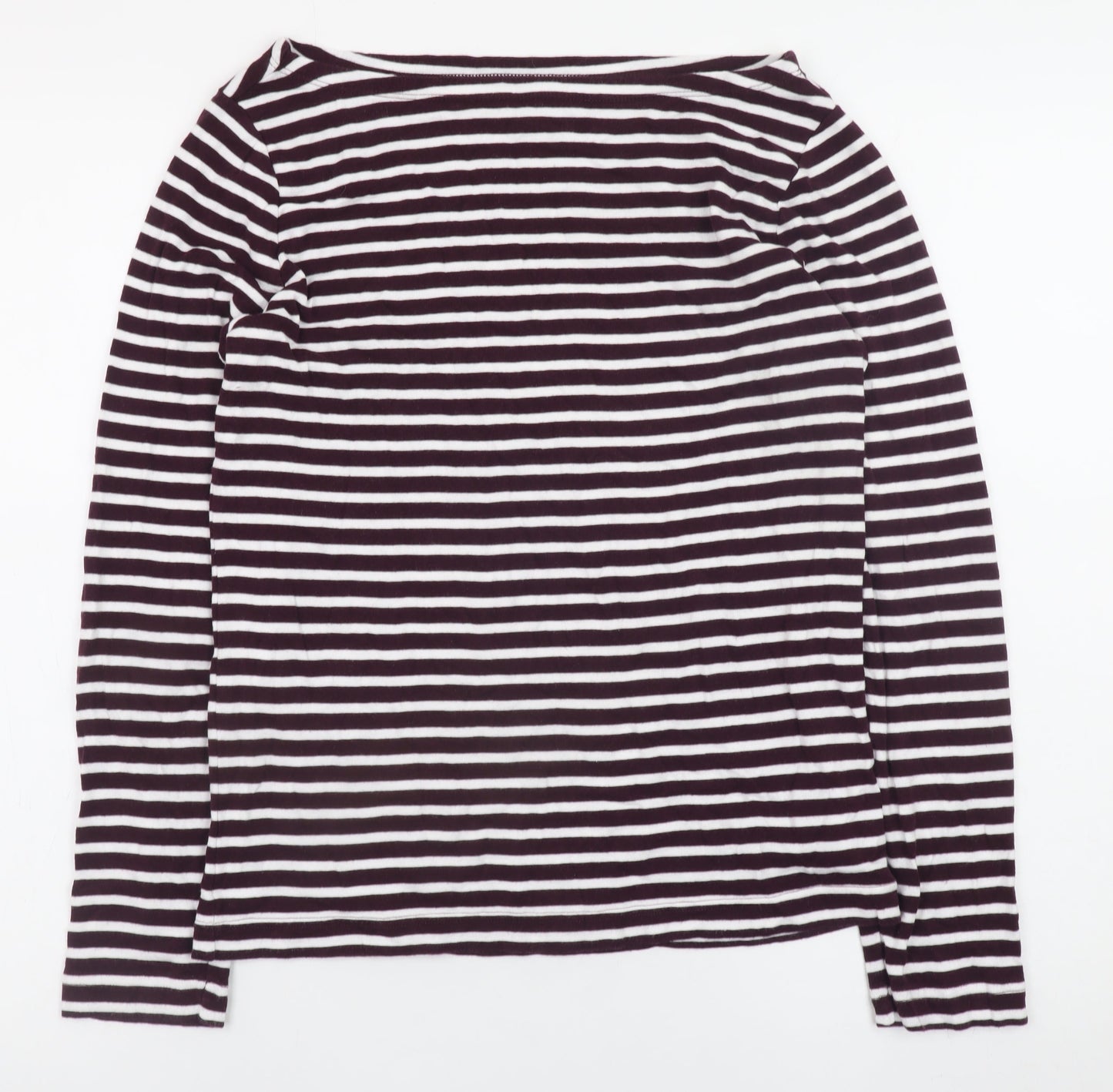 GAP Women’s Black & White Striped Long Sleeve Boat Neck Cotton Modal Jersey Top L