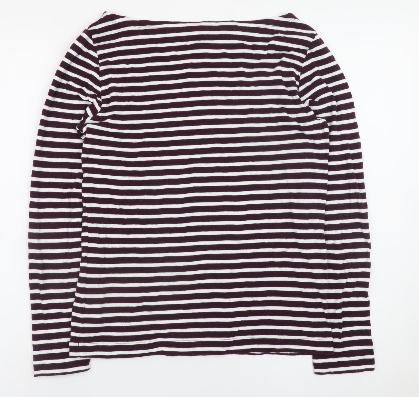GAP Women’s Black & White Striped Long Sleeve Boat Neck Cotton Modal Jersey Top L
