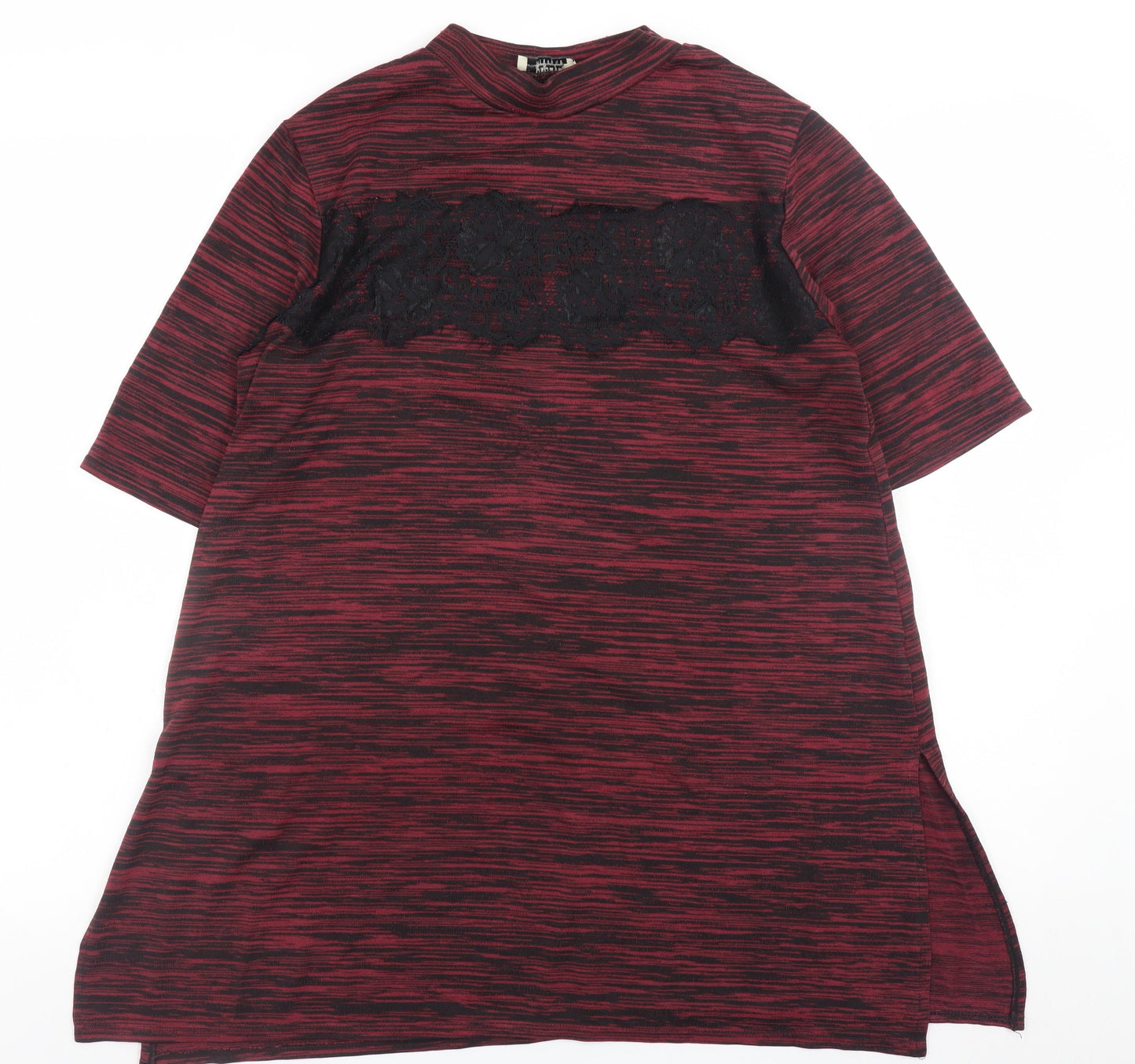 Papaya Weekend Women Red Lace Panel Tunic T-Shirt Size 14