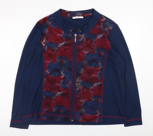 Anna Rose Womens Multicoloured Floral Zip Jersey Top 2XL