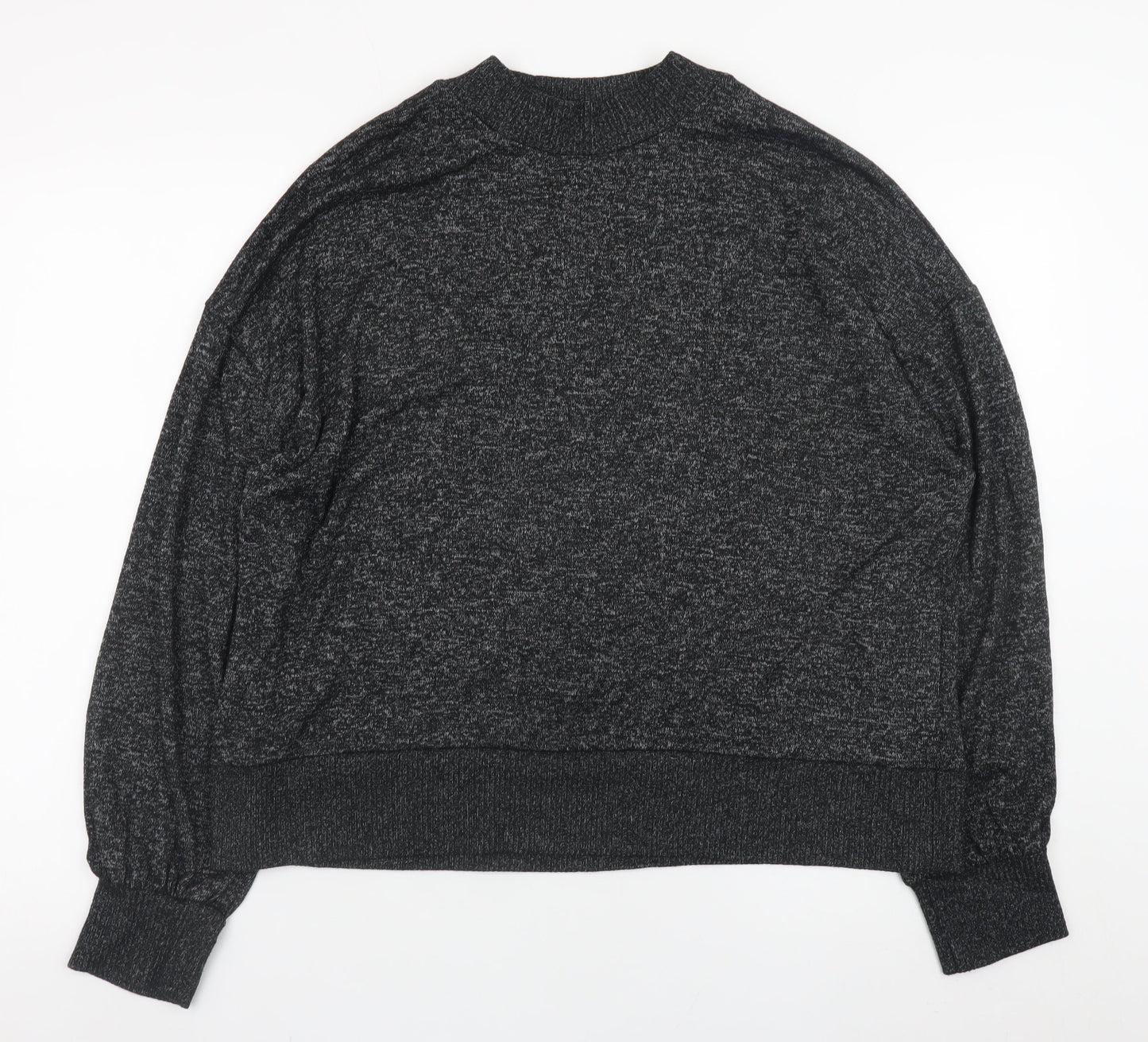 Marks and Spencer Womens Grey Size 14 Relaxed Knit Long Sleeve Top