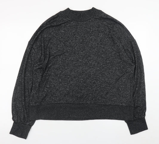 Marks and Spencer Womens Grey Size 14 Relaxed Knit Long Sleeve Top