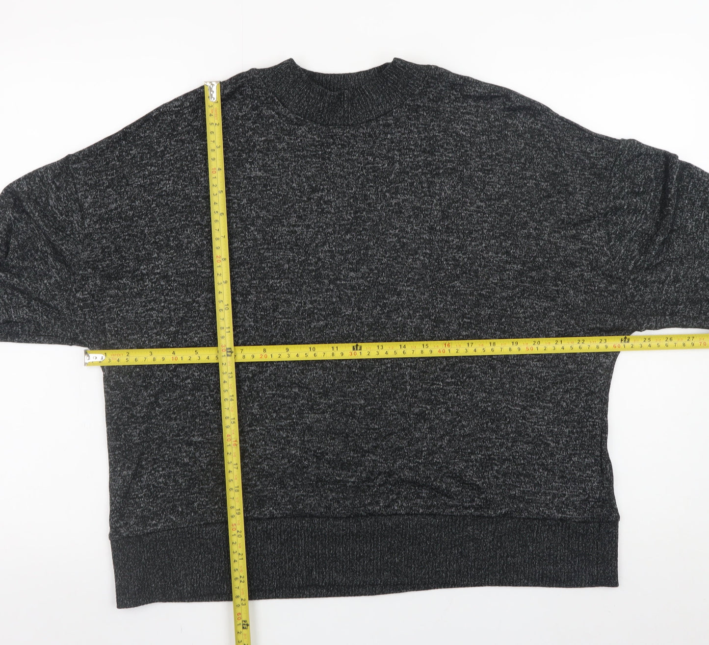 Marks and Spencer Womens Grey Size 14 Relaxed Knit Long Sleeve Top