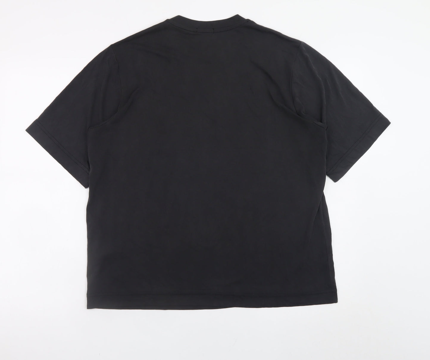 Stradivarius Men's Black Short Sleeve Regular Fit Viscose T-Shirt Size S