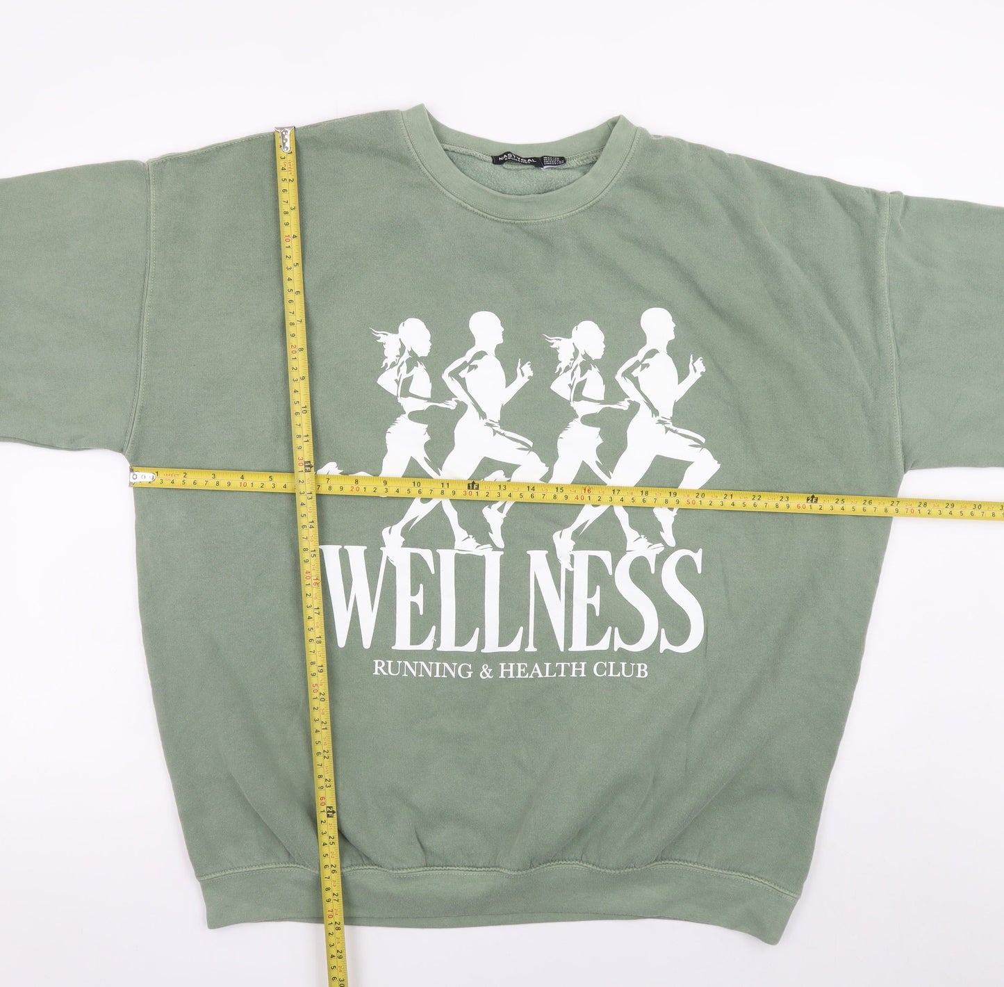 Nasty Gal Women’s Green Wellness Graphic Pullover Sweatshirt UK 24/26