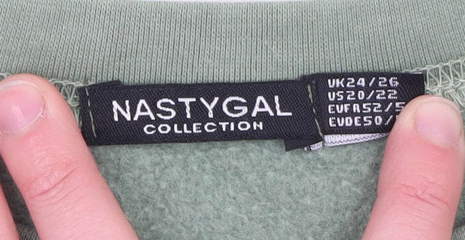 Nasty Gal Women’s Green Wellness Graphic Pullover Sweatshirt UK 24/26