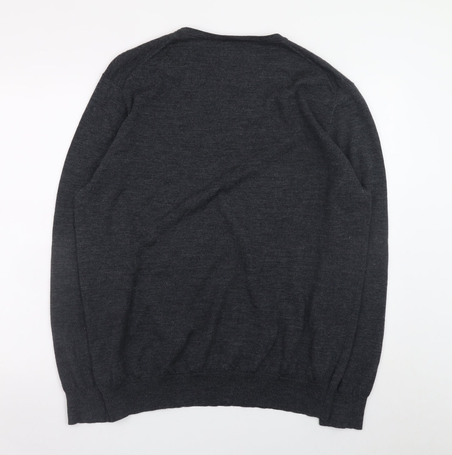 Linea Men’s Grey Luxury Merino Wool Crew Neck Jumper XXL