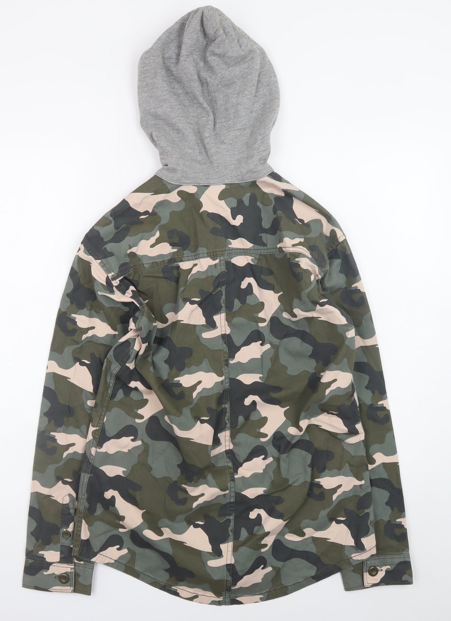 H&M Divided Women's Green Camouflage Hooded Military Jacket Size 4