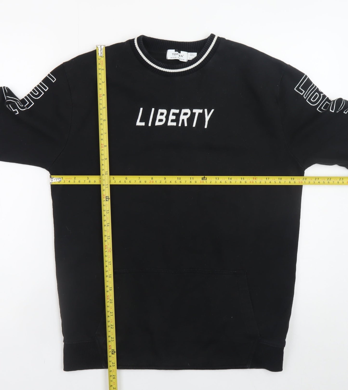 Topman Men's Black XS Crew Neck Graphic Pullover Sweatshirt