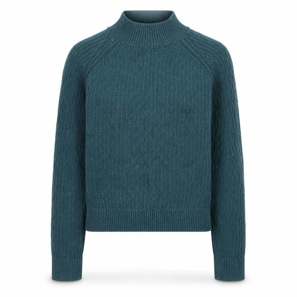 FatFace Women's Green Cotton Mock Neck Jumper UK 8