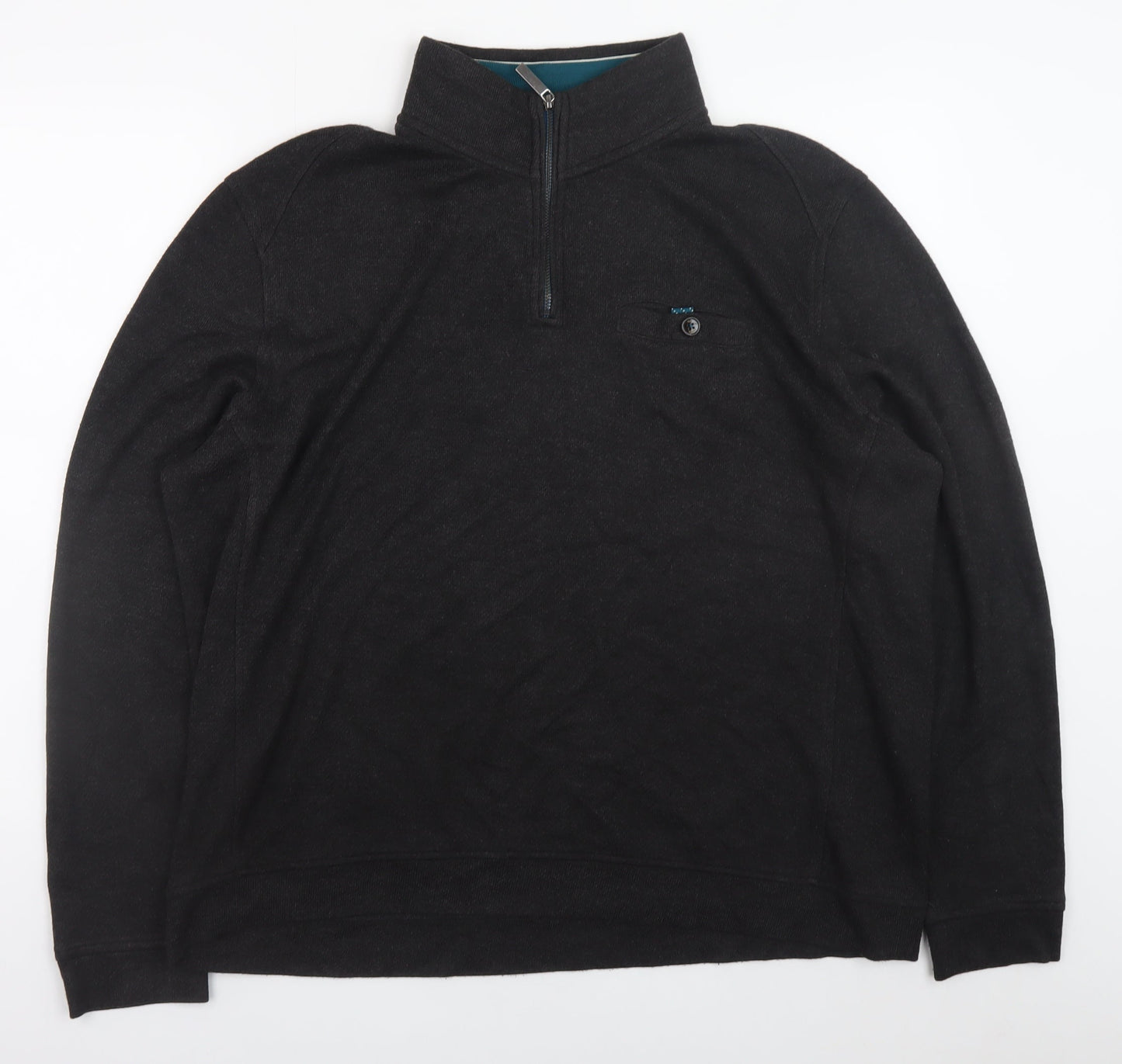 Ted Baker Mens Black 7XL 1/2 Zip Wool Blend Jumper