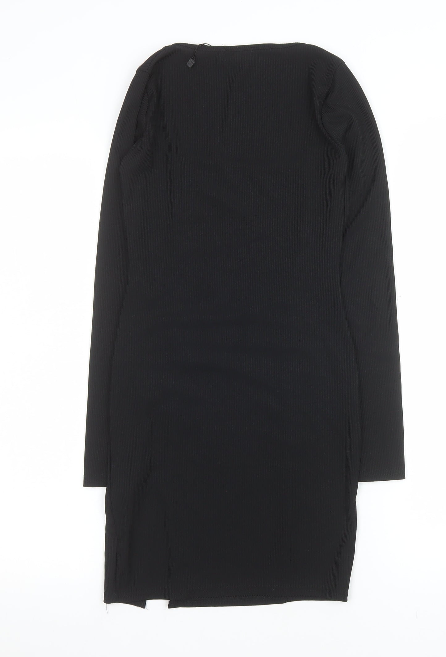 PrettyLittleThing Women’s Black Bodycon Knit Dress Size 4 Long Sleeve